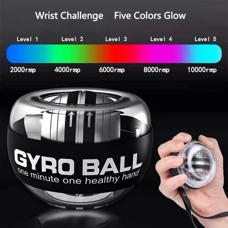 

LED Powerball Gyroscopic Power Wrist Ball Self-starting Gyro Ball Gyroball Arm Hand Muscle Force Trainer Exercise Strengthener