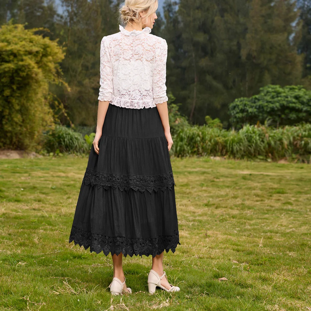 SD Women Renaissance Skirts Lace Hem Tiered Skirt Elastic Waist A-Line Maxi Skirt Club Party Vintage Steampunk Casual Skirt
SD Women Renaissance Skirts Lace Hem Tiered Skirt Elastic Waist A-Line Maxi Skirt Club Party Vintage Steampunk Casual Skirt
