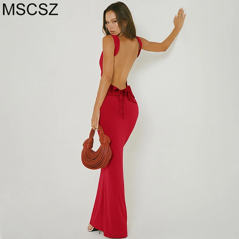 Bow Backless Maxi Dress Cowl Neck Bodycon Summer Long Dress Elegant Mermaid Evening Party Dresses For Women
Bow Backless Maxi Dress Cowl Neck Bodycon Summer Long Dress Elegant Mermaid Evening Party Dresses For Women