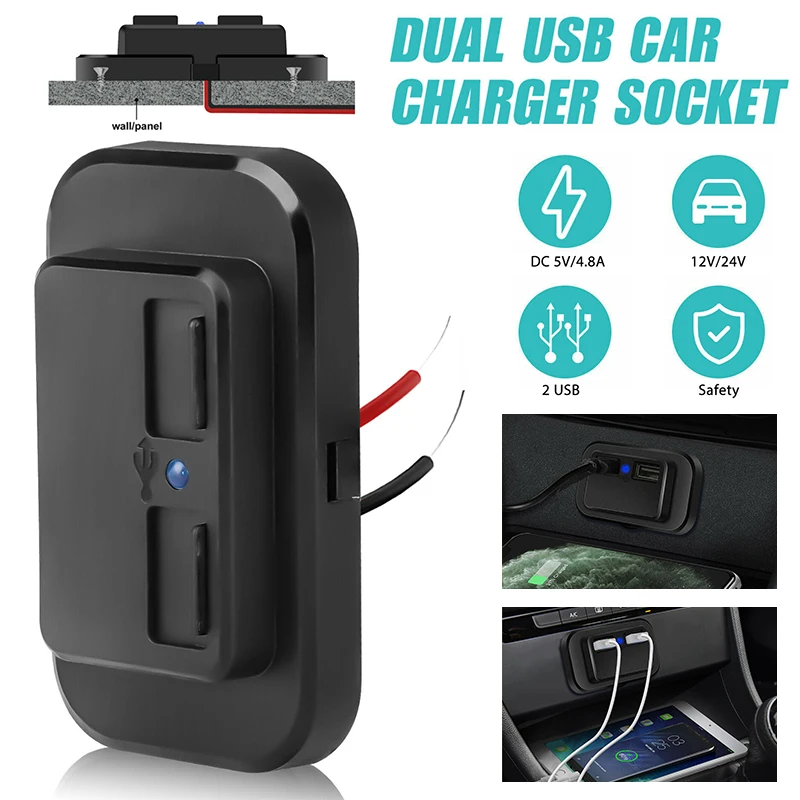 1pc 12V/24V Dual USB Car Charger Socket With Blue LED Indicator Nylon Housing Power Adapter Outlet For Buses Boat RV Charger
1pc 12V/24V Dual USB Car Charger Socket With Blue LED Indicator Nylon Housing Power Adapter Outlet For Buses Boat RV Charger