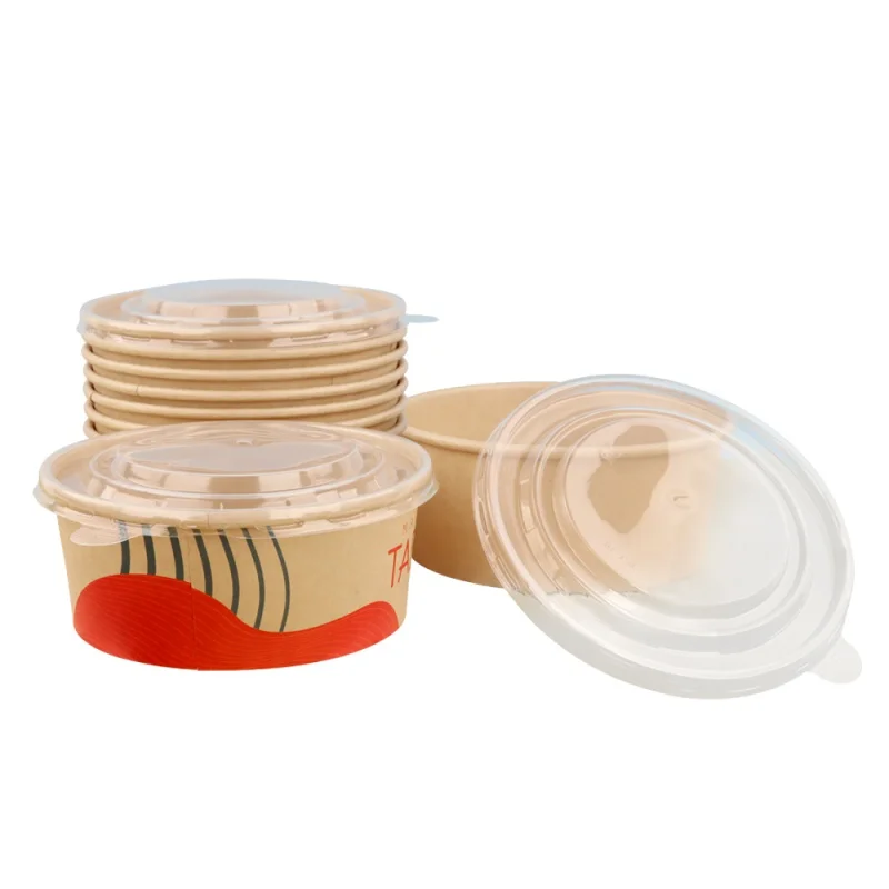 

Customized productdisposable custom printing food packing takeaway container paper salad bowls kraft paper bowl with lid wholesa