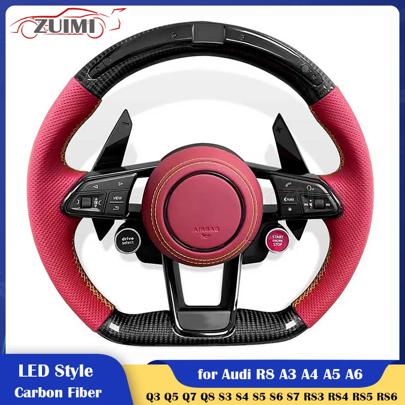 

LED Carbon Fiber Car Steering Wheel 2 Button Style for Audi R8 A3 A4 A5 A6 A7 Q3 Q5 Q7 Q8 S3 S4 S5 S6 S7 RS3 RS4 RS5 RS6 RS7