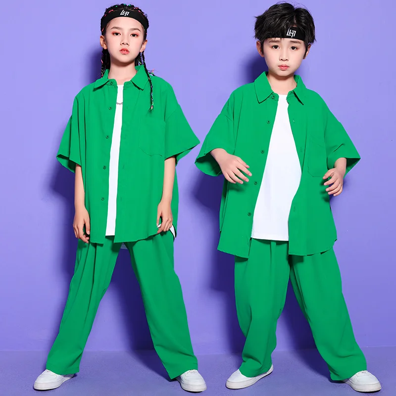 Kids Recital Hip Hop Outfits Show Clothing Green Shirt Tops Streetwear Baggy Pants Girl Boy Jazz Dance Costume Stage Clothes
Kids Recital Hip Hop Outfits Show Clothing Green Shirt Tops Streetwear Baggy Pants Girl Boy Jazz Dance Costume Stage Clothes