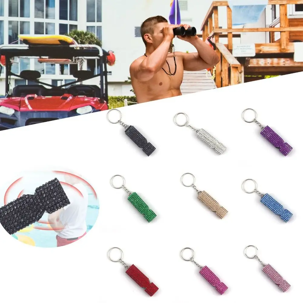 

Zinc Alloy Survival Whistle Fashion Diamond First Aid Whistle High Frequency Whistle Double Tubes Emergency Whistle