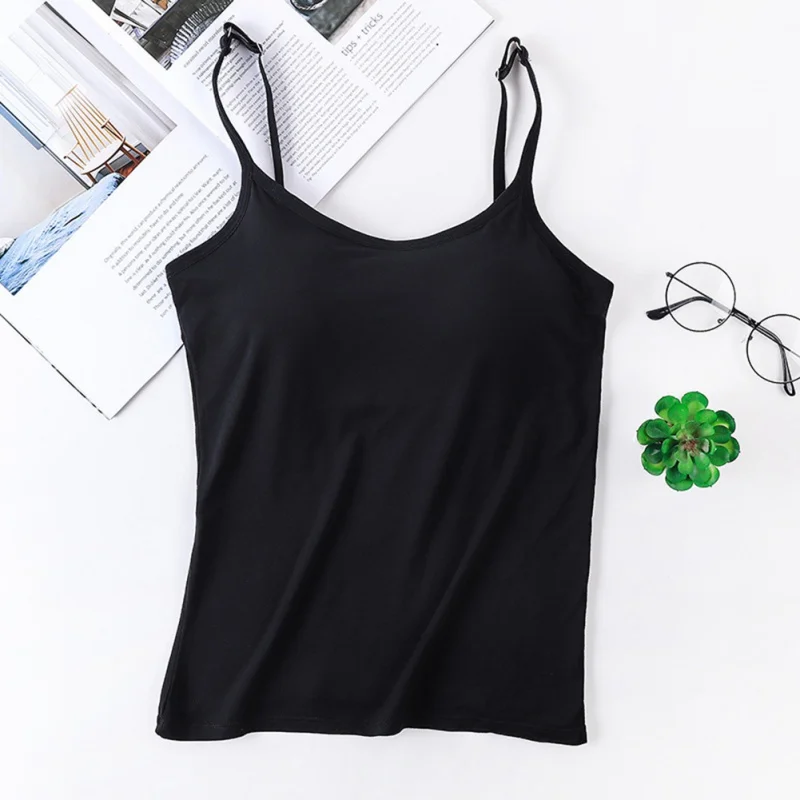 

Modal Push-Up Women Tank Top Lady Bottoming Tees Stretchable Built-in Bra Padded Tops Camisoles Tube Vest Tank