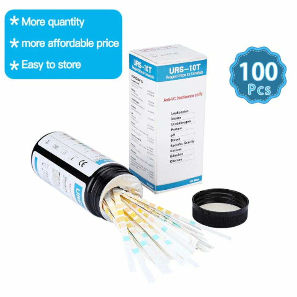 

URS-10T Urine Test Strips Urine Test Strips 10 Parameters 100 Strips For Urine Testing Reagent Urinalysis Strips