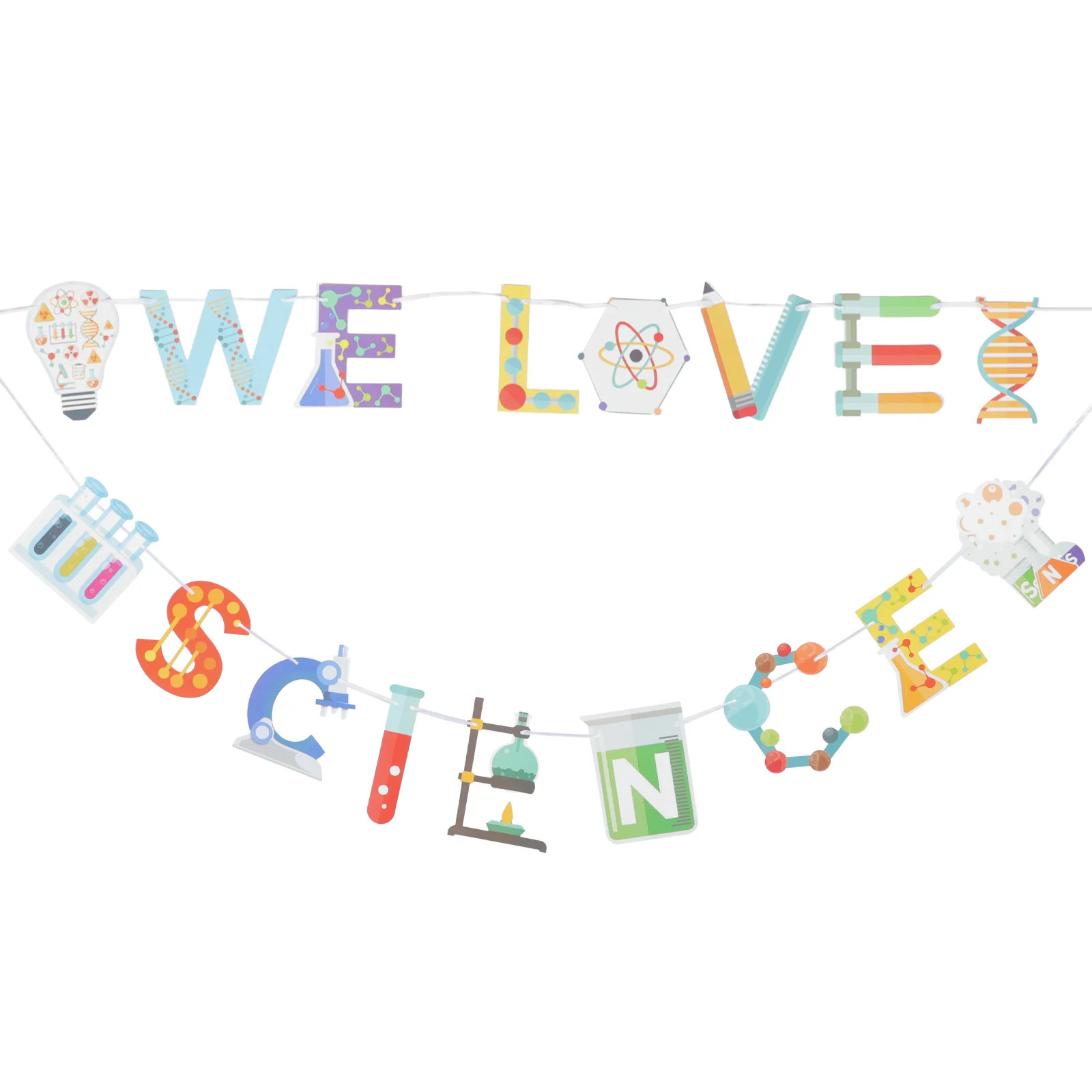 

2 Pcs Decor Science Theme Hanging Flag Banner Classroom Birthday Party Decorations School Banners Baby