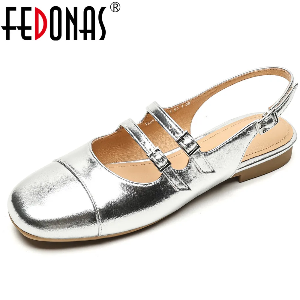 

Женские туфли с ремешком на пятке FEDONAS, желтые лоферы из натуральной кожи, мягкая повседневная обувь на плоской подошве на лето 2024