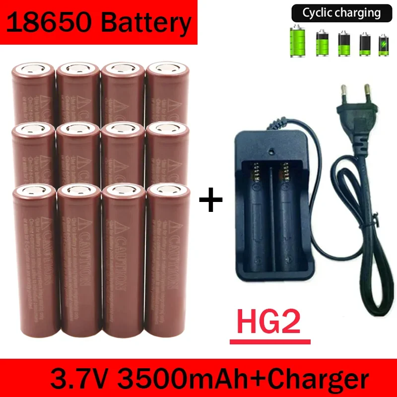 100% New Original HG2 18650Battery 3500mAh+Charger HG2 3.7V Discharge 20A Screwdriver Dedicated for Power Rechargeable Battery
100% New Original HG2 18650Battery 3500mAh+Charger HG2 3.7V Discharge 20A Screwdriver Dedicated for Power Rechargeable Battery