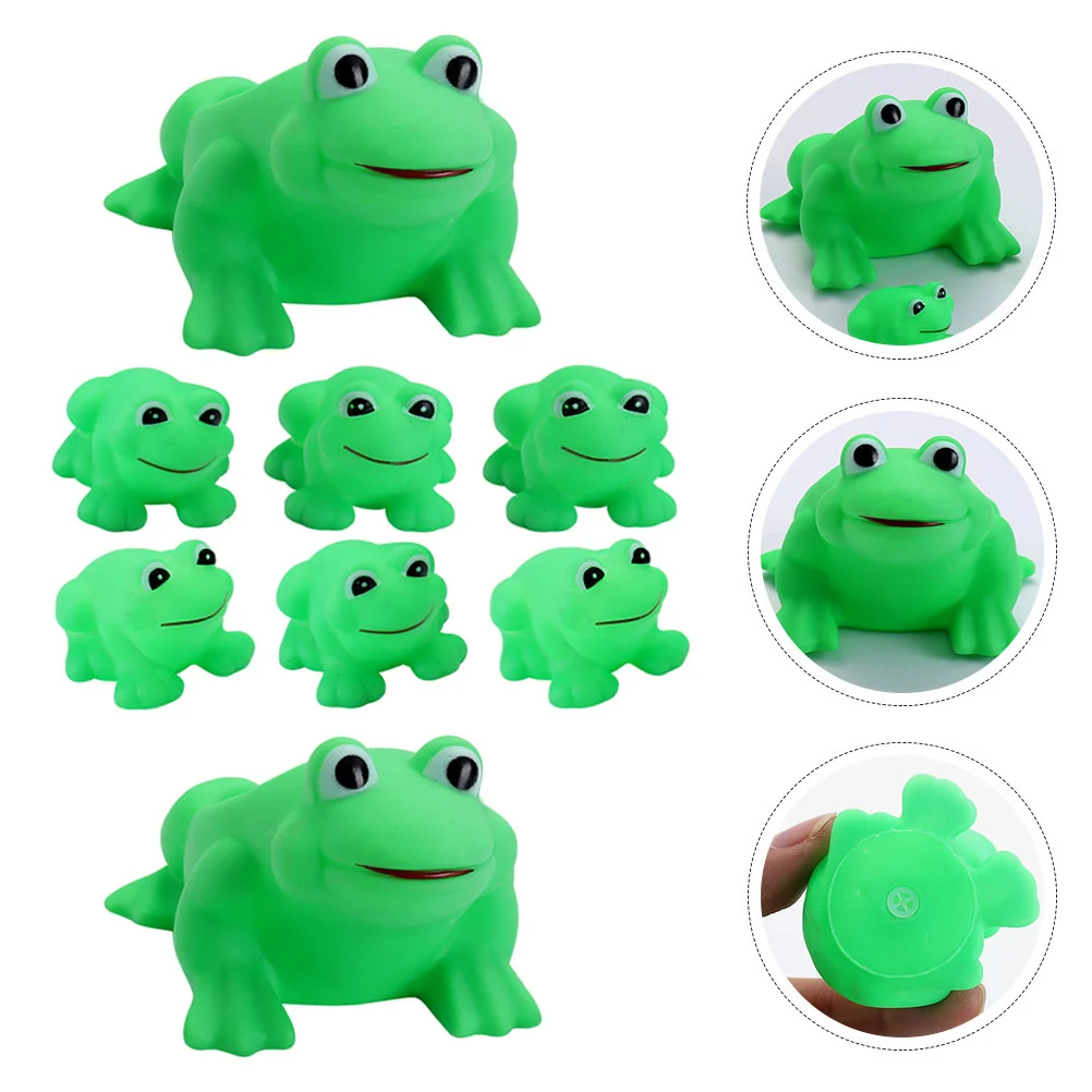 

8 Pcs Bath Toys for Kids Vinyl Shower Interesting Mother and Child Baby Squeeze Showing Cartoon Frogs Designed Plaything
