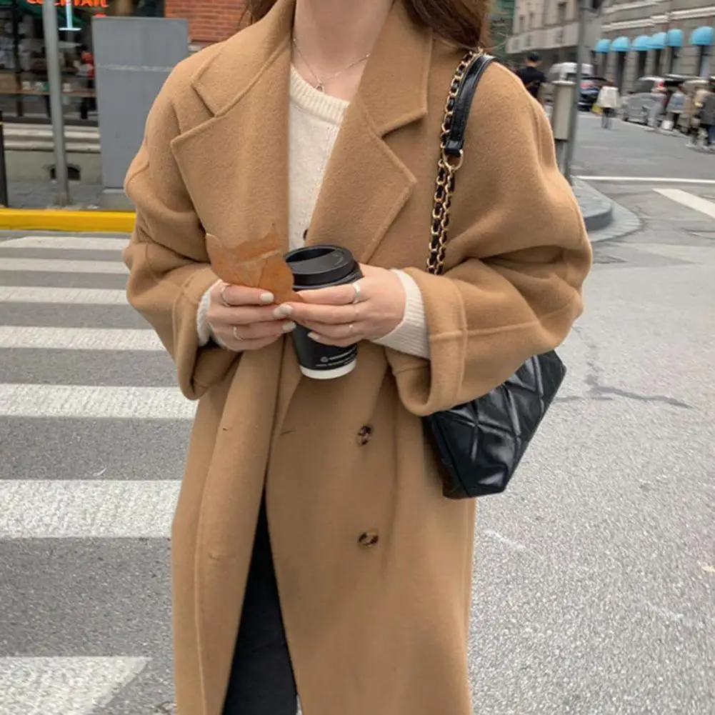 Mid-length Women Coat Women Woolen Coat Stylish Women's Winter Woolen Coat Long Double-breasted Trench with Lapel Collar Pockets
Mid-length Women Coat Women Woolen Coat Stylish Women's Winter Woolen Coat Long Double-breasted Trench with Lapel Collar Pockets
