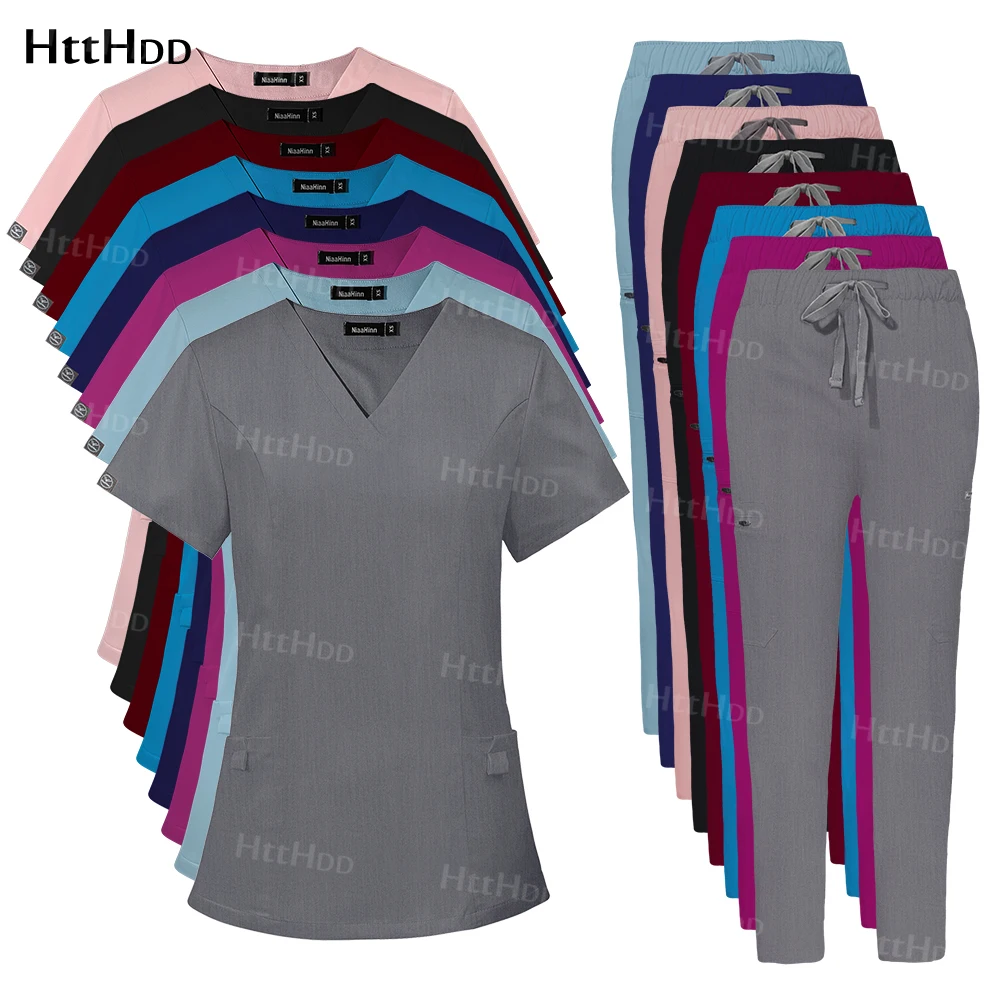 V-neck Short Sleeved Tops Straight Pants Sets Work Clothes Scrubs Women Hospital Accessories Doctor's Surgical Gown High-quality
V-neck Short Sleeved Tops Straight Pants Sets Work Clothes Scrubs Women Hospital Accessories Doctor's Surgical Gown High-quality