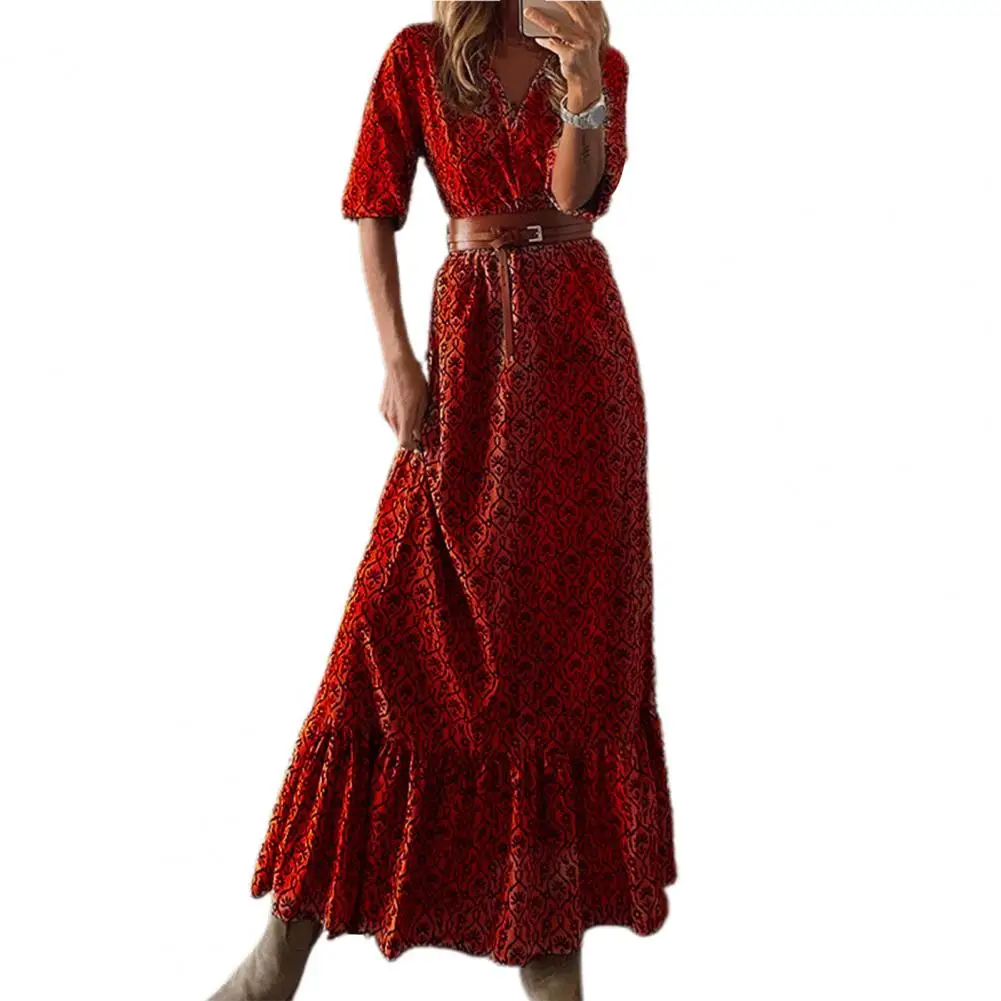 Vintage Women Long Dress short Sleeve Floral Print Long Dress Women's Bohemia Summer Clothing
Vintage Women Long Dress short Sleeve Floral Print Long Dress Women's Bohemia Summer Clothing