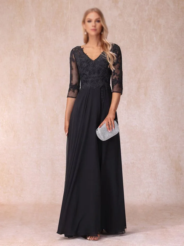 A-Line Princess V-Neck 3/4 Sleeves Long Formal Evening Dresses With Beading Appliques Prom Party Dresses
A-Line Princess V-Neck 3/4 Sleeves Long Formal Evening Dresses With Beading Appliques Prom Party Dresses