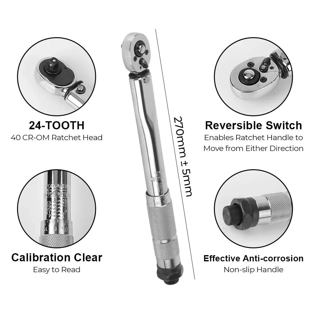 

Wrench Micrometer Hand Tool Spanner 1/4'' 5-25n.m Drive Professional Torque Adjustable Motorbike Car Bike Disassembly