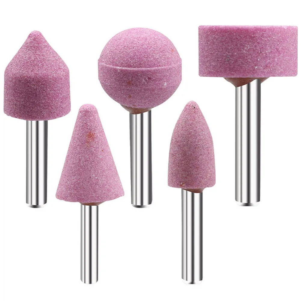 

5PCS 6mm Shank Red Corundum Conical Grinding Head For Polishing And Rust Removal Abrasive Burr Drill Rotary Tool Accessories