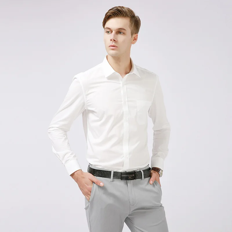 

Plus Large Size 6XL 7XL 8XL Men's Business Shirt Basic Long Sleeve Causal Twill Plain Formal Social Wedding Party White Blouse