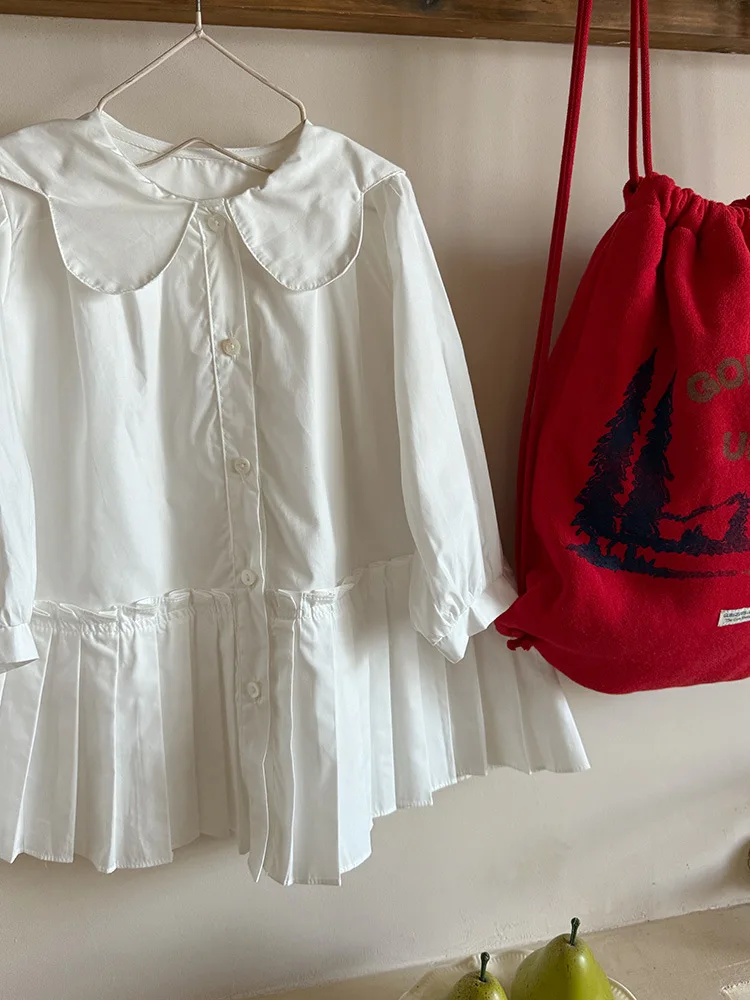 2025 Autumn New Girls Preppy Style Pleated Dress Solid Children Long Sleeve Dress Baby Girl Large Lapel Loose Dress Kids Clothes 29 S97ea164ab1584e57b7b6679636de99a9d