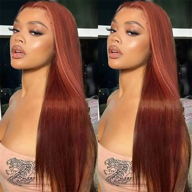 

13x4 Reddish Brown Straight Lace Front Wigs Human Hair 13x6 Hd Lace Frontal Wig Brazilian Preplucked 4x4 Closure Human Hair Wig