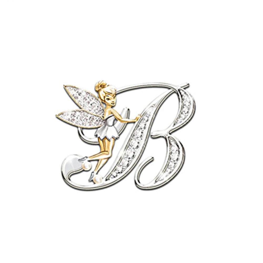 Luxury Brooch Elf Angel Alphabet A-Z Letter Lapel Pin Women Rhinestone Metal Glossy Lapel Collar Pin Scarf Clothes Decor Jewelry Luxury Brooch Elf Angel Alphabet A-Z Letter Lapel Pin Women Rhinestone Metal Glossy Lapel Collar Pin Scarf Clothes Decor Jewelry
