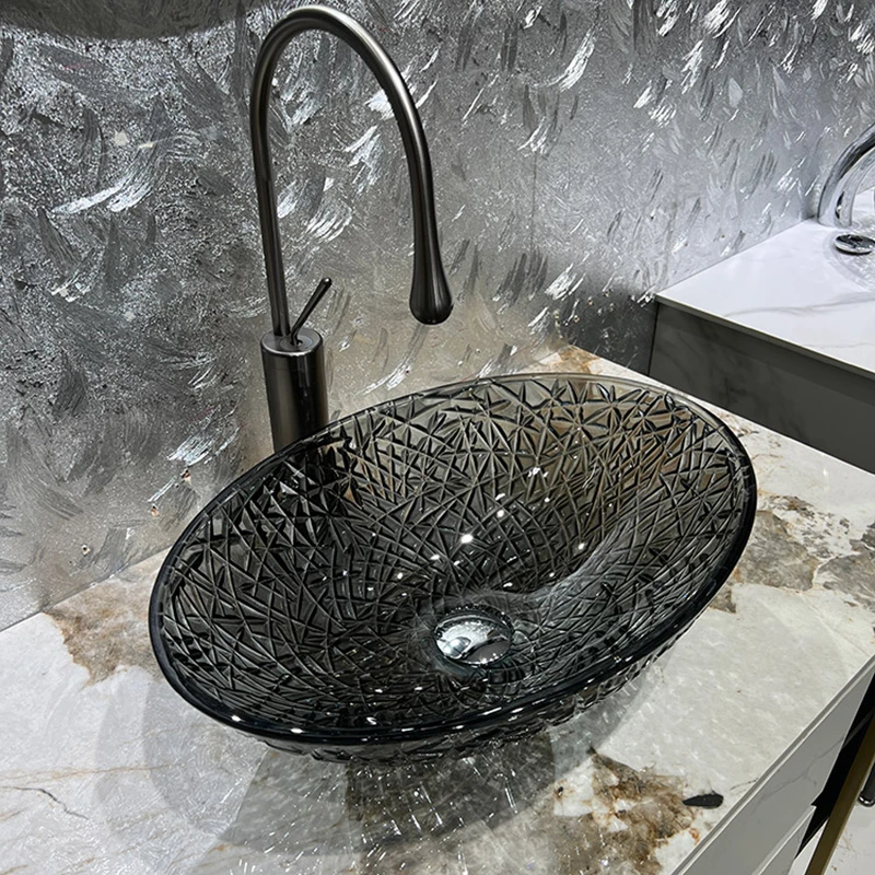Countertop Sinks Black Oval Diamond Crystal Sink Glass Wash Basin Light Luxury Bathroom Face Basin Vanity Sink Faucet
Countertop Sinks Black Oval Diamond Crystal Sink Glass Wash Basin Light Luxury Bathroom Face Basin Vanity Sink Faucet