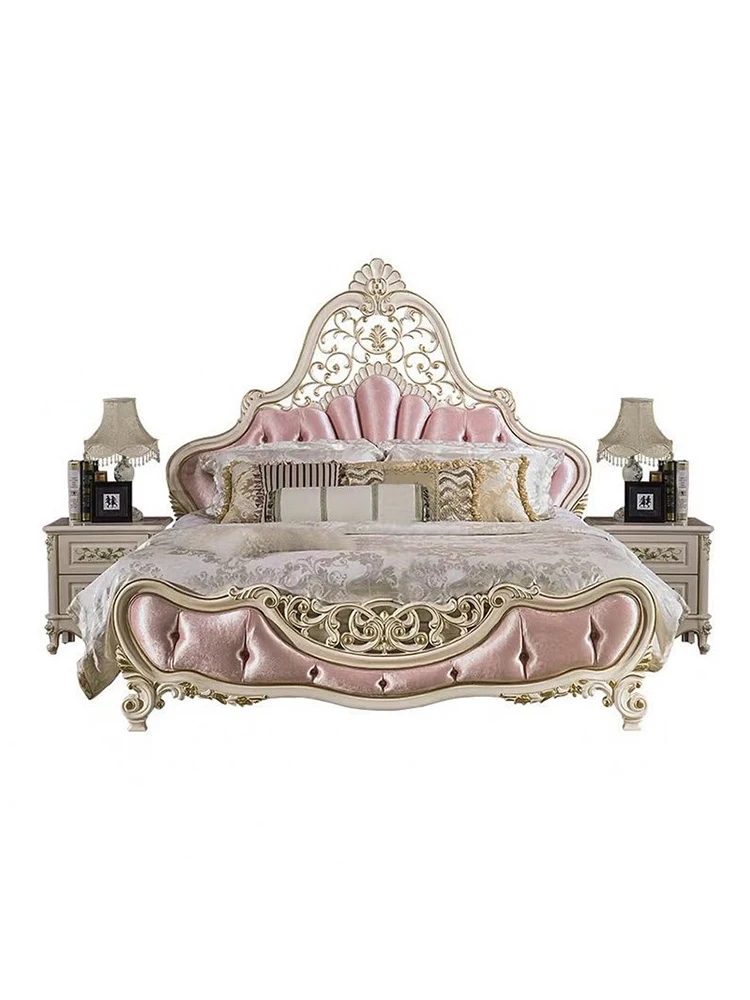 European French princess bed European style bedroom modern pink wedding bed carved new light luxury double bed
European French princess bed European style bedroom modern pink wedding bed carved new light luxury double bed