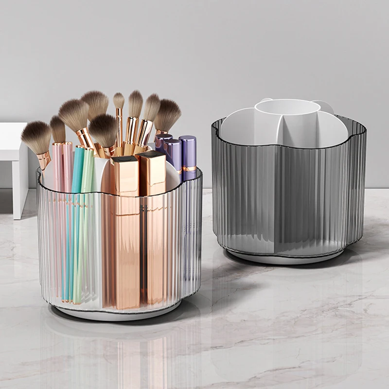 

360° Rotating Makeup Brush Storage Box Lipstick Eyebrow Pencil Holder Rack Vanity Desktop Cosmetics Divider Organizer