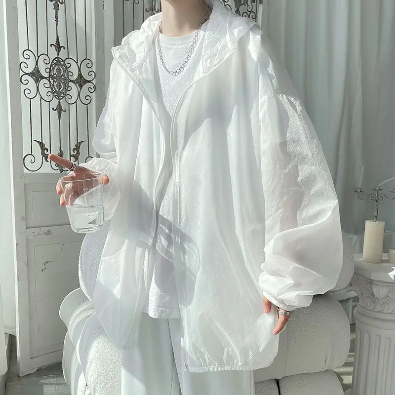 White Hooded Ice Silk Sunscreen Jacket For Mens Summer Breathable Casual Sunscreen Jacket Shirts Men Clothing
White Hooded Ice Silk Sunscreen Jacket For Mens Summer Breathable Casual Sunscreen Jacket Shirts Men Clothing