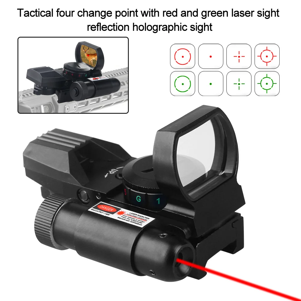 Tactical 4 Reticles Change Point with Red & Green Hunting Reflection Holographic Rear Sight for Tactical Airsoft Rifle Hunting
Tactical 4 Reticles Change Point with Red & Green Hunting Reflection Holographic Rear Sight for Tactical Airsoft Rifle Hunting