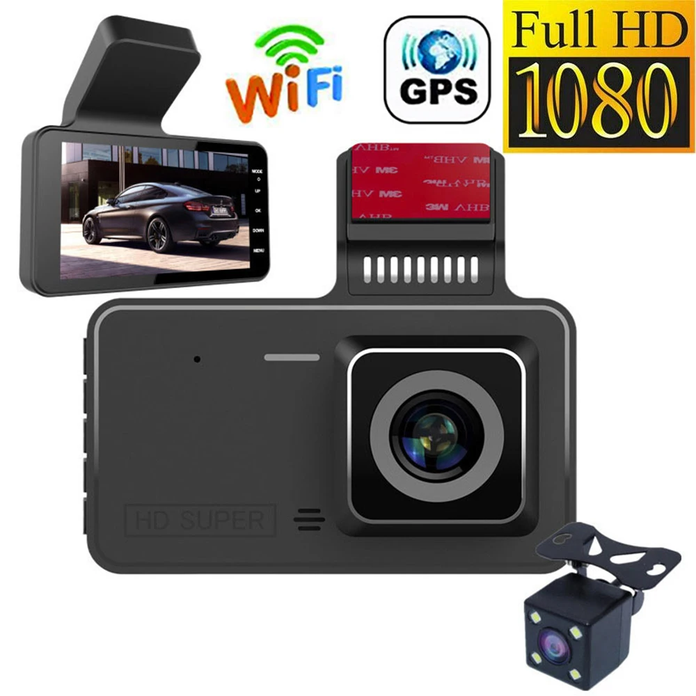 

Car DVR WiFi Dash Cam 4.0" Full HD 1080P Rear View Camera Mirror Video Recorder Black Box Dashcam Auto Parking Monitor GPS Trac