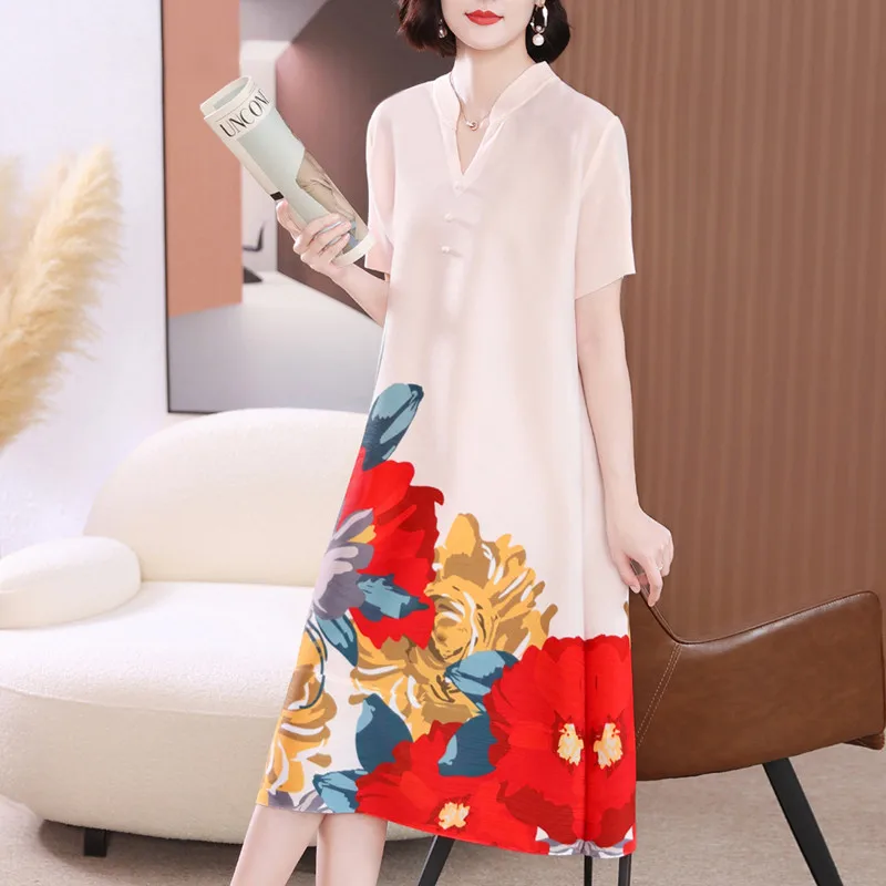 Платье женское летнее Плиссированное с V-образным вырезом и коротким рукавом
Платье женское летнее Плиссированное с V-образным вырезом и коротким рукавом