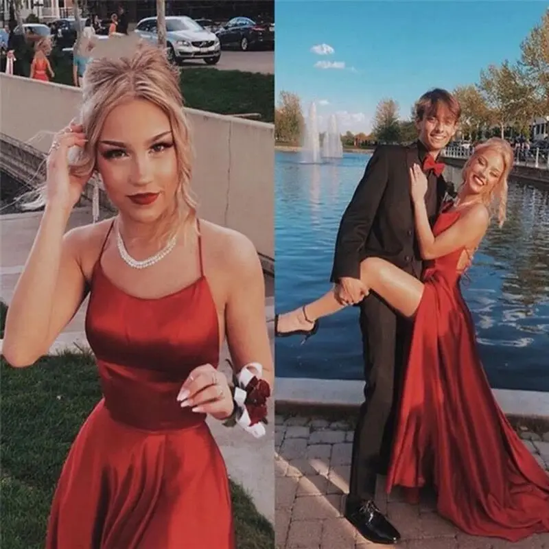 Long Prom Dress Satin Slit Side Dress A-Line Slip Satin High Split Simple Lace Up Back Wedding Evening Party Formal Dresses
Long Prom Dress Satin Slit Side Dress A-Line Slip Satin High Split Simple Lace Up Back Wedding Evening Party Formal Dresses