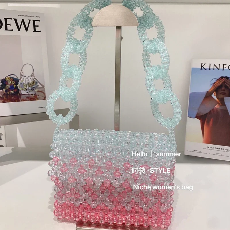 Handwoven Acrylic Beaded Shoulder Bag Customized Crystal Bags New Fashion Instagram Texture Gradual Flap Flower Ring Handbag
Handwoven Acrylic Beaded Shoulder Bag Customized Crystal Bags New Fashion Instagram Texture Gradual Flap Flower Ring Handbag