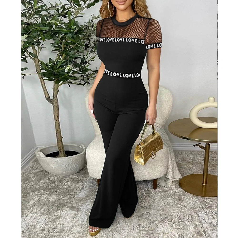 Wepbel Mesh Ribbon Matching Tight Jumpsuit Women Summer Short Sleeve Jumpsuits Rompers Letter Band Patch Fishnet Design Jumpsuit
Wepbel Mesh Ribbon Matching Tight Jumpsuit Women Summer Short Sleeve Jumpsuits Rompers Letter Band Patch Fishnet Design Jumpsuit
