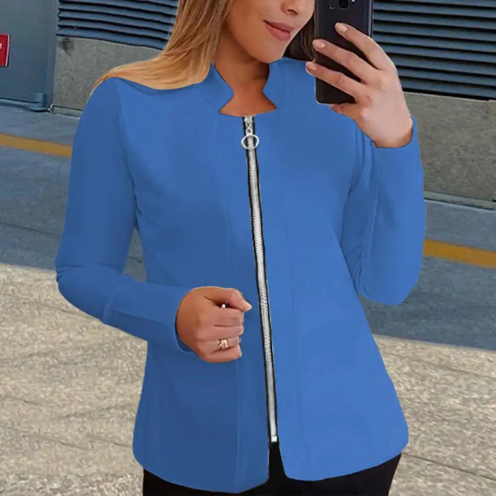 Women Commute Coat Formal Business Coat Stylish Women's Stand Collar Zipper Closure Coat Elegant Mid-length for Fall for Formal
Women Commute Coat Formal Business Coat Stylish Women's Stand Collar Zipper Closure Coat Elegant Mid-length for Fall for Formal
