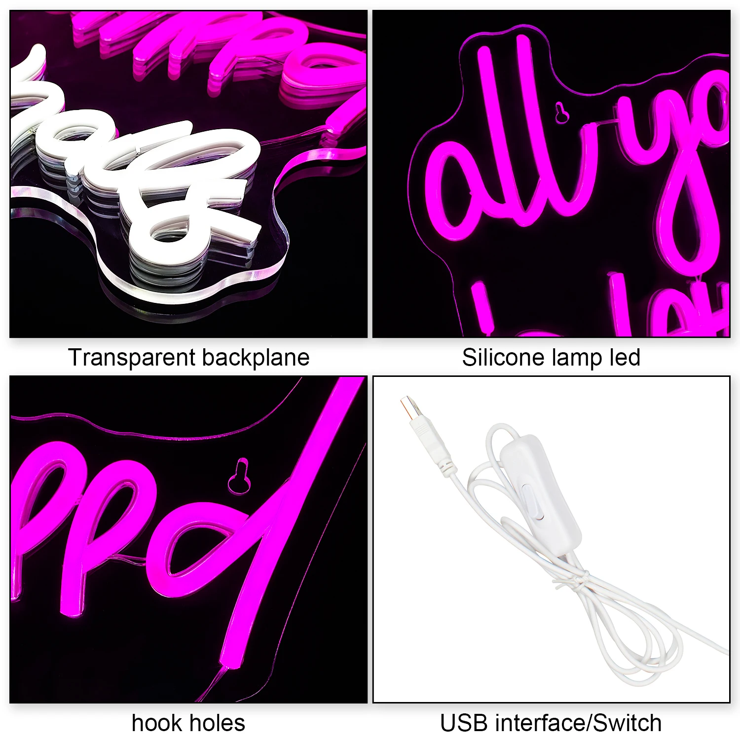 Generic Nails Neon Sign Led Pink Neon Light Up Signs For Wall Decor Usb