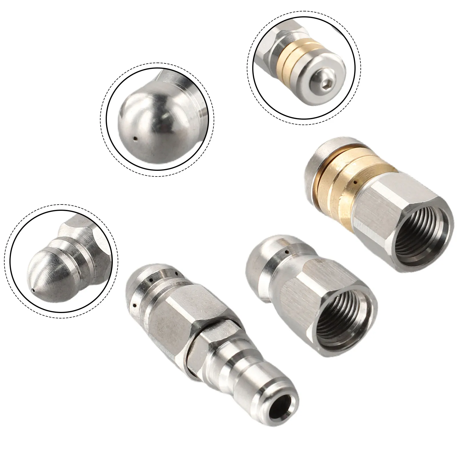 3 PCS Sewer Jetter Rotary Nozzle 1/4 In Stainless Steel Pressure Washer Hose Quick Connect Hose Nozzle Back Wear Resistance
3 PCS Sewer Jetter Rotary Nozzle 1/4 In Stainless Steel Pressure Washer Hose Quick Connect Hose Nozzle Back Wear Resistance