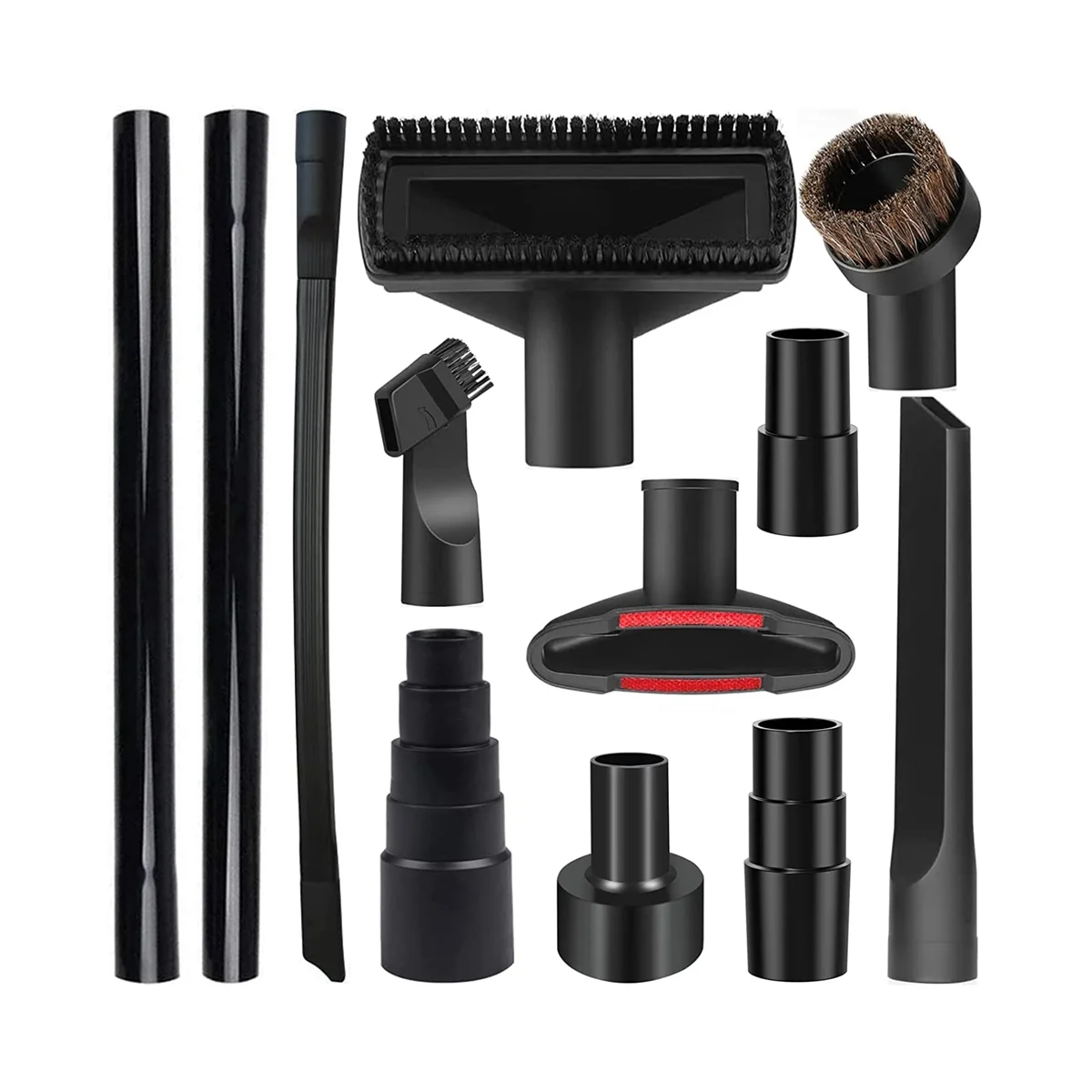 

12PCS Universal Vacuum Attachment Kit Wet Dry Plastic Vacuum Hose Adapter Extension Wand Flexible Crevice Tool Adapter