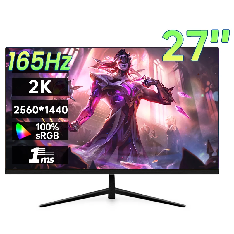 

Настольный монитор 27 дюймов 2K 165 Гц 2560*1440 HDR 100% SRGB 1MS Freesync Игровой Компьютерный дисплей IPS VA изогнутый прямой экран HDMI/DP