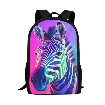 Purple Aqua Zebra School Bag for Kids Teenagers Backpack Cool Magical Animal Print Book Bags for Children Boys and Girls Bookbag