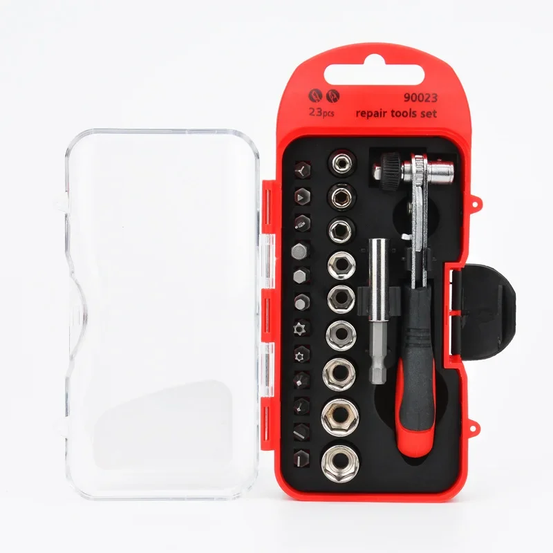 23pcs/set Ratchet Socket Wrench Set Multi-function Ratchet Spanner Wrench Kits Extended Connecting Rod for Bicycle Motorcycle
23pcs/set Ratchet Socket Wrench Set Multi-function Ratchet Spanner Wrench Kits Extended Connecting Rod for Bicycle Motorcycle