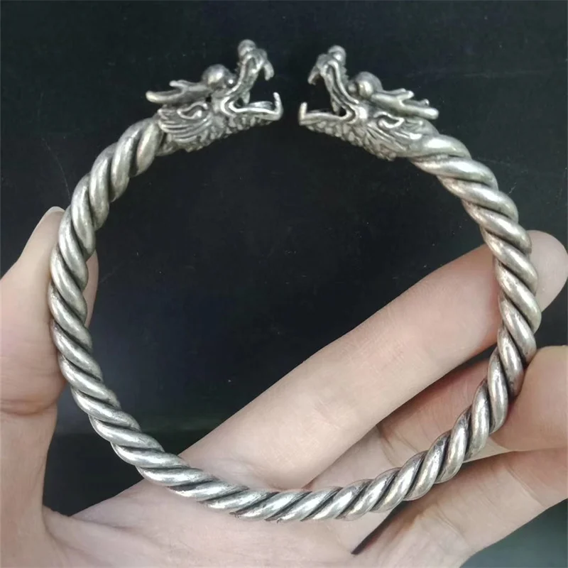 

Mai Chuang/Tibetan Silver Inlaid Dragon Head Bracelet Fashion Bangles Personality Charm Jewelry Exquisite Men Women Couple Gift