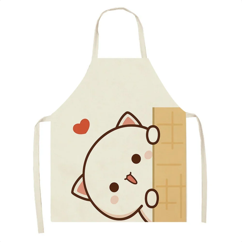 

Kawaii Cat Print Kitchen Apron 68x55cm Sleeveless Linen Men's Women's Aprons Restaurant Chef Cooking Accessories Apron Delantal