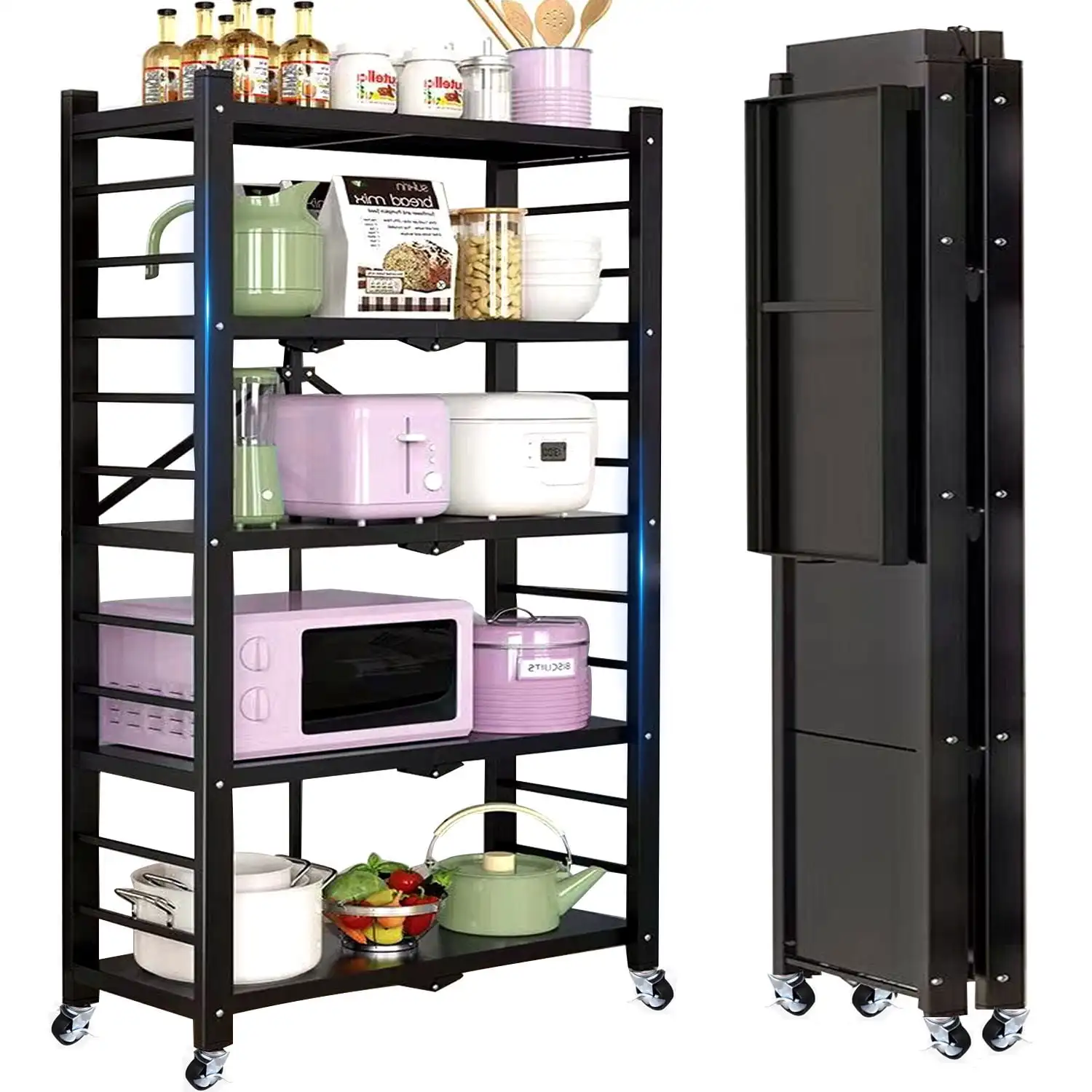 5-Tier Storage Shelf Rack, 397lbs Capacity Heavy Duty Metal Shelf , Foldable Storage Shelving Unit with Wheels, Garage Shelf
5-Tier Storage Shelf Rack, 397lbs Capacity Heavy Duty Metal Shelf , Foldable Storage Shelving Unit with Wheels, Garage Shelf
