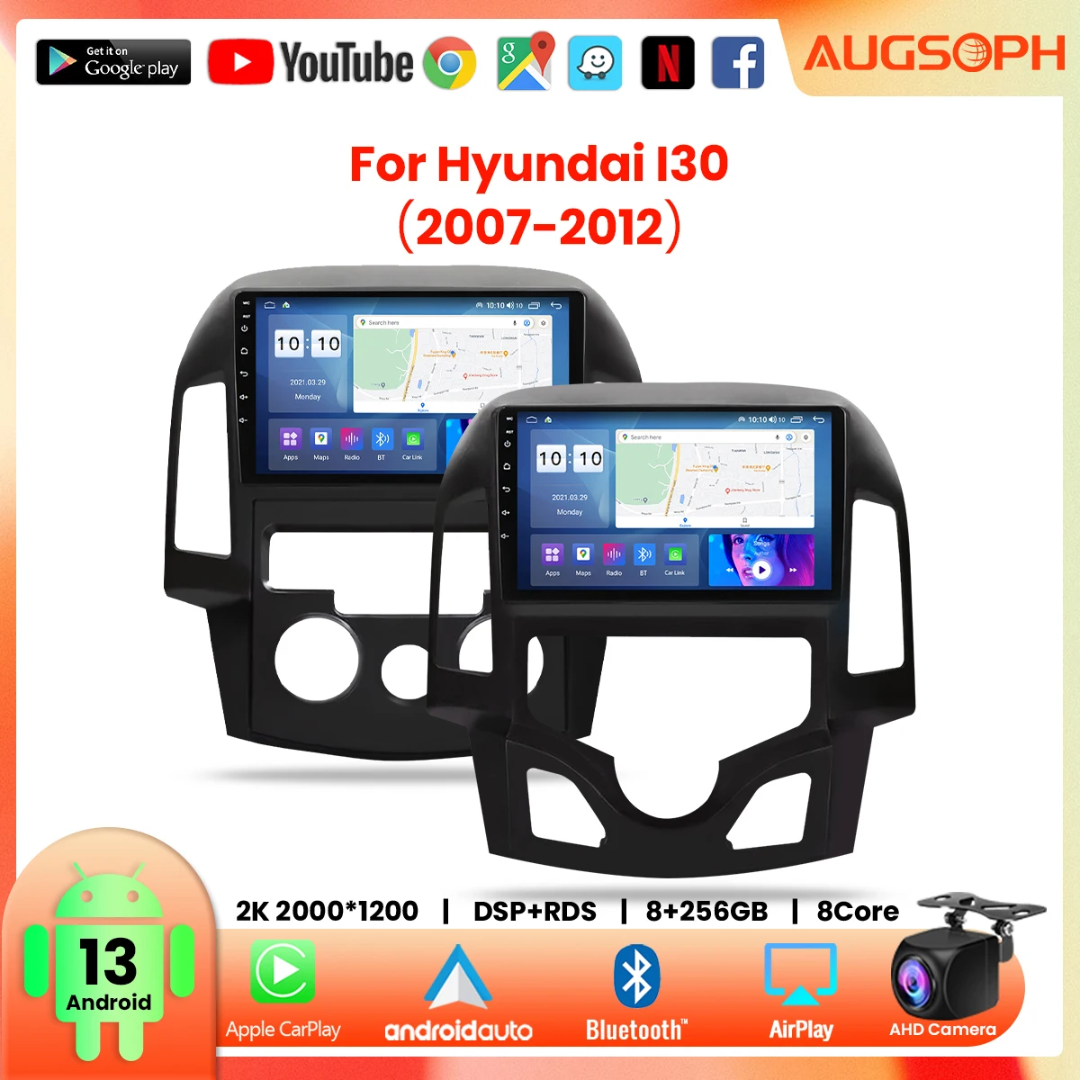 

Автомобильный радиоприемник Android 13 для Hyundai I30 2007-2012,9 дюймов 2K мультимедийный плеер с 4G Car Carplay и 2Din GPS
