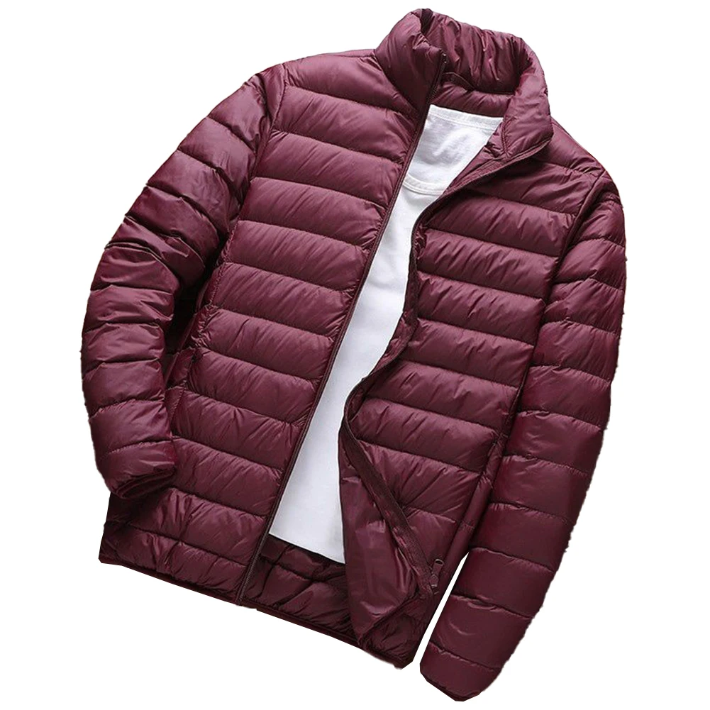 

Удобное модное мужское пальто для отдыха, пуховик, теплые ветрозащитные легкие куртки на молнии для зимы и осени