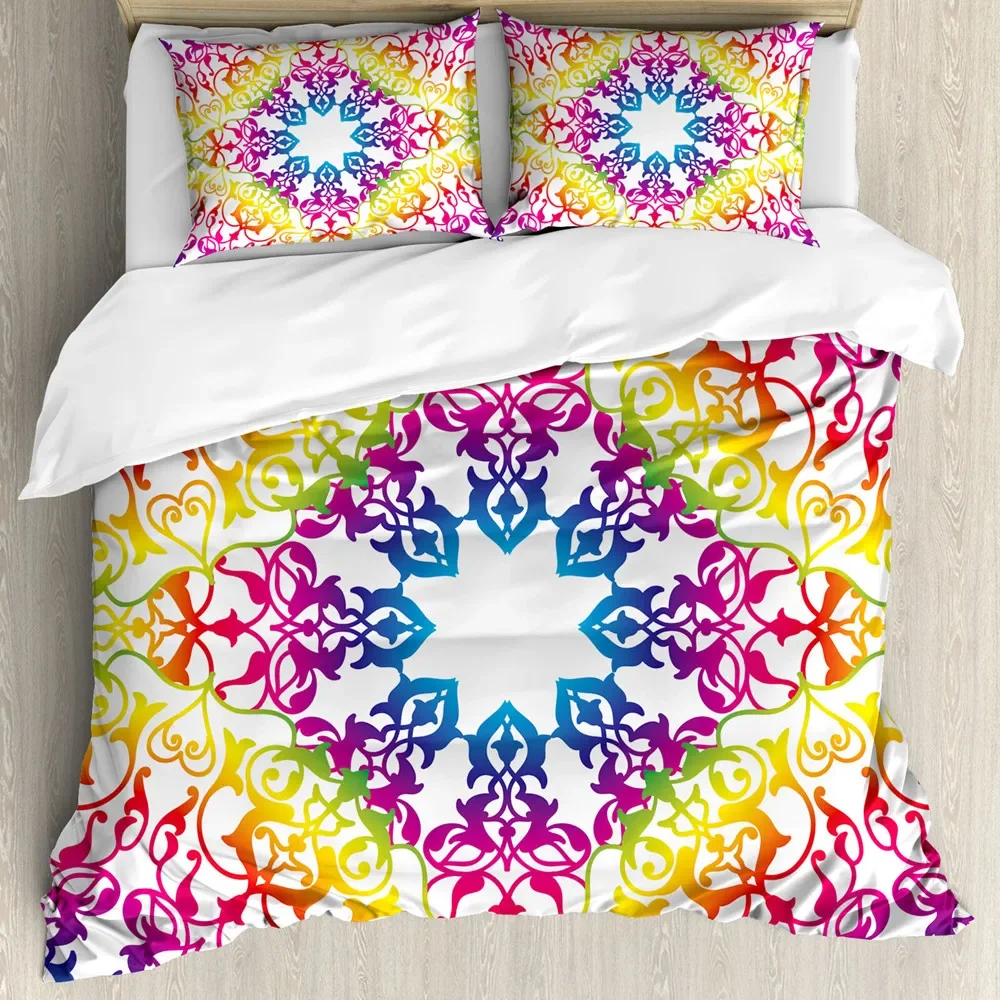 Mandala Duvet Cover Set Boho Style Ethnic Colorful Spring Garden Themed Multicolor Polyester Bedding Set Double Queen King Size
Mandala Duvet Cover Set Boho Style Ethnic Colorful Spring Garden Themed Multicolor Polyester Bedding Set Double Queen King Size