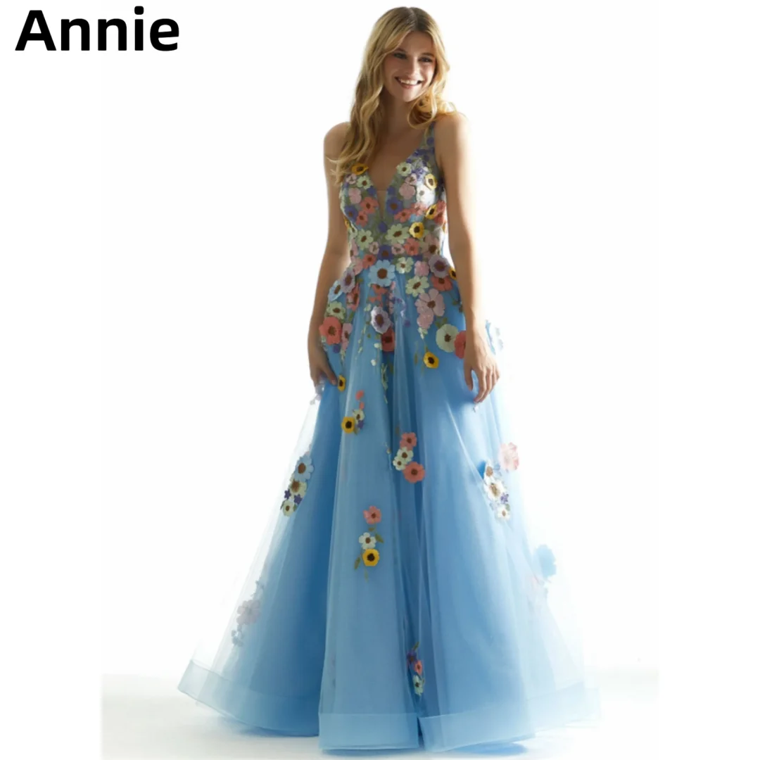 Annie Sweet Sky Blue Prom Dresses 3D Flower Embroidery Graduate Evening Dresses A-line Tulle Party Dresses 2024فساتين السهرة
Annie Sweet Sky Blue Prom Dresses 3D Flower Embroidery Graduate Evening Dresses A-line Tulle Party Dresses 2024فساتين السهرة