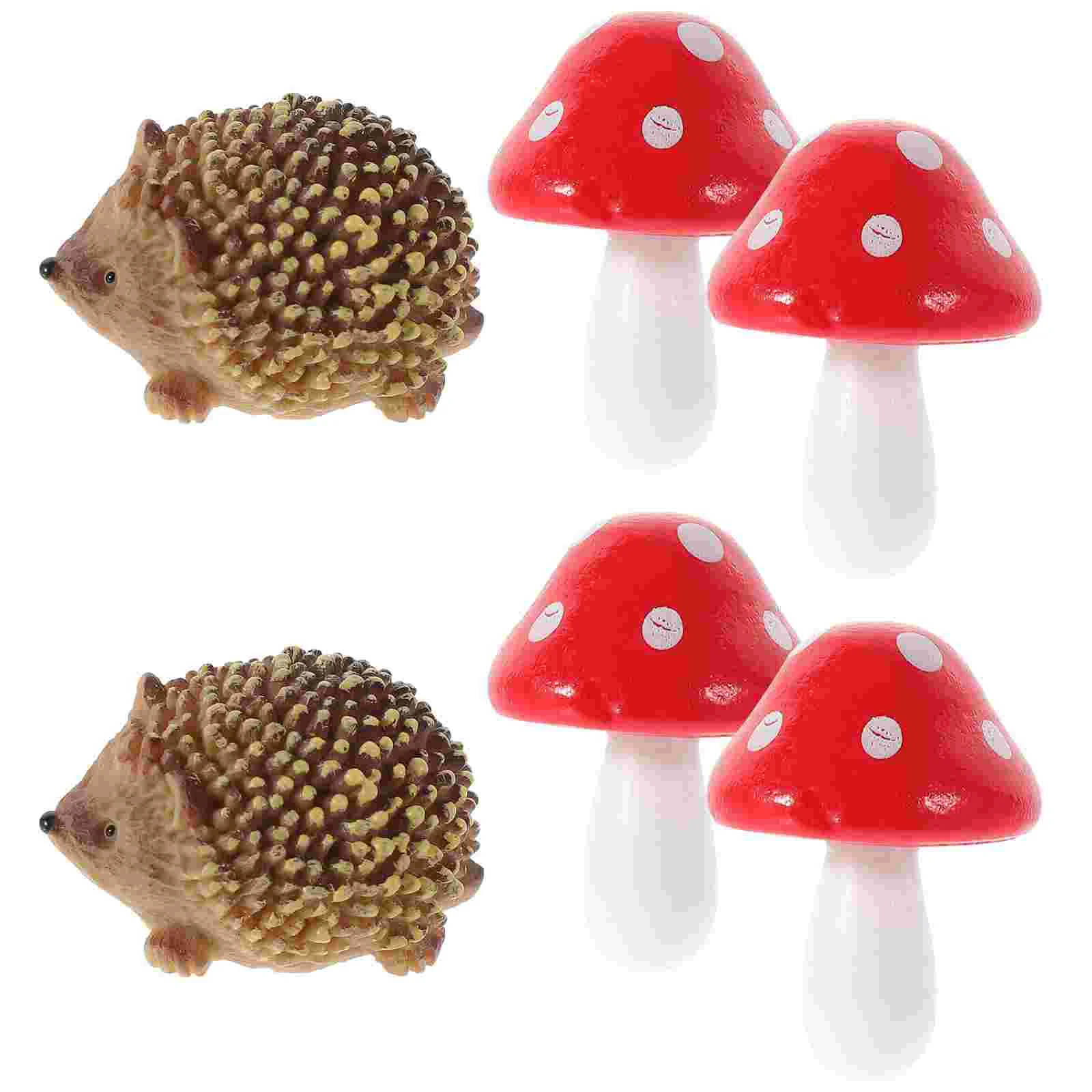 

Resin Hedgehog Mushroom Garden Decor Ornament Fairy Accessories Figurines Crafts Tiny Mini Miniatures Mushrooms Small Animals