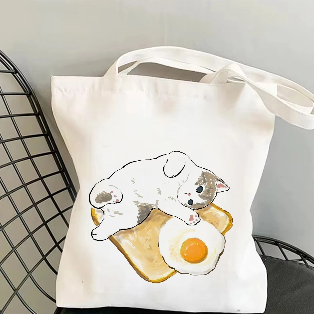 Cute Cats and Food Canvas Tote Bag - Adorable Creativity-Inspired Shoulder Bag 6 S980b00eee7de4e1ca48354c88297a91cA